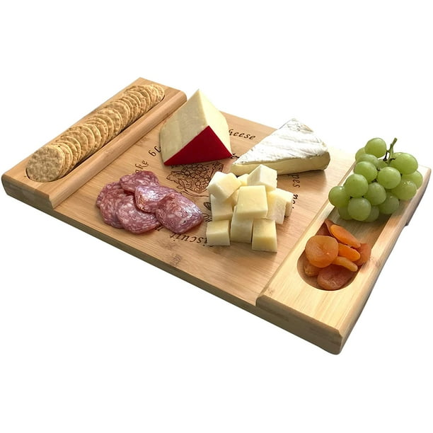 Round Slate & Wood Cheese Tapas Antipasti Platter Serving Board Display Trays